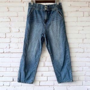 Forever 21 High Rise Paperbag Waist Straight Leg Denim Jeans L